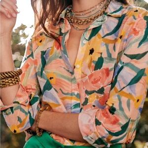 Pierro chemise button down imprimé red floral size 34/ XS EUC